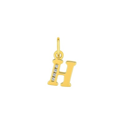 Pendentif initiale lettre H en plaqué or et oxyde de zirconium