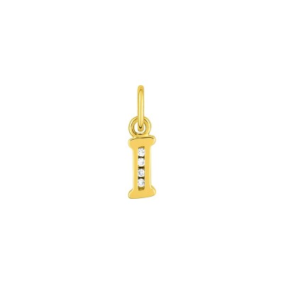 Pendentif initiale lettre I en plaqué or et oxyde de zirconium