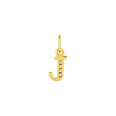 Pendentif initiale lettre J en plaqué or et oxyde de zirconium