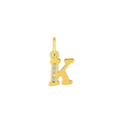 Pendentif initiale lettre K en plaqué or et oxyde de zirconium