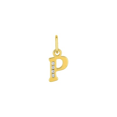 Pendentif initiale lettre P en plaqué or et oxyde de zirconium