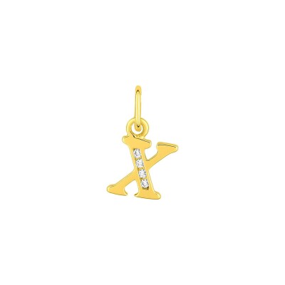 Pendentif initiale lettre X en plaqué or et oxyde de zirconium