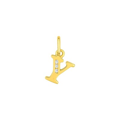 Pendentif initiale lettre Y en plaqué or et oxyde de zirconium
