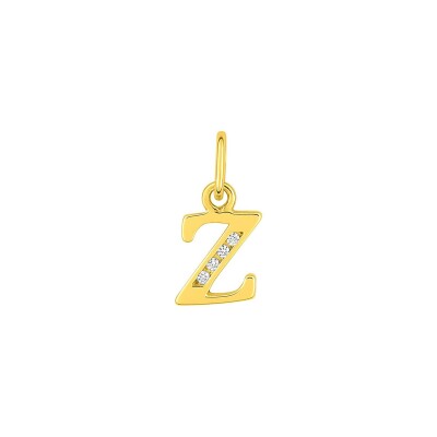 Pendentif initiale lettre Z en plaqué or et oxyde de zirconium