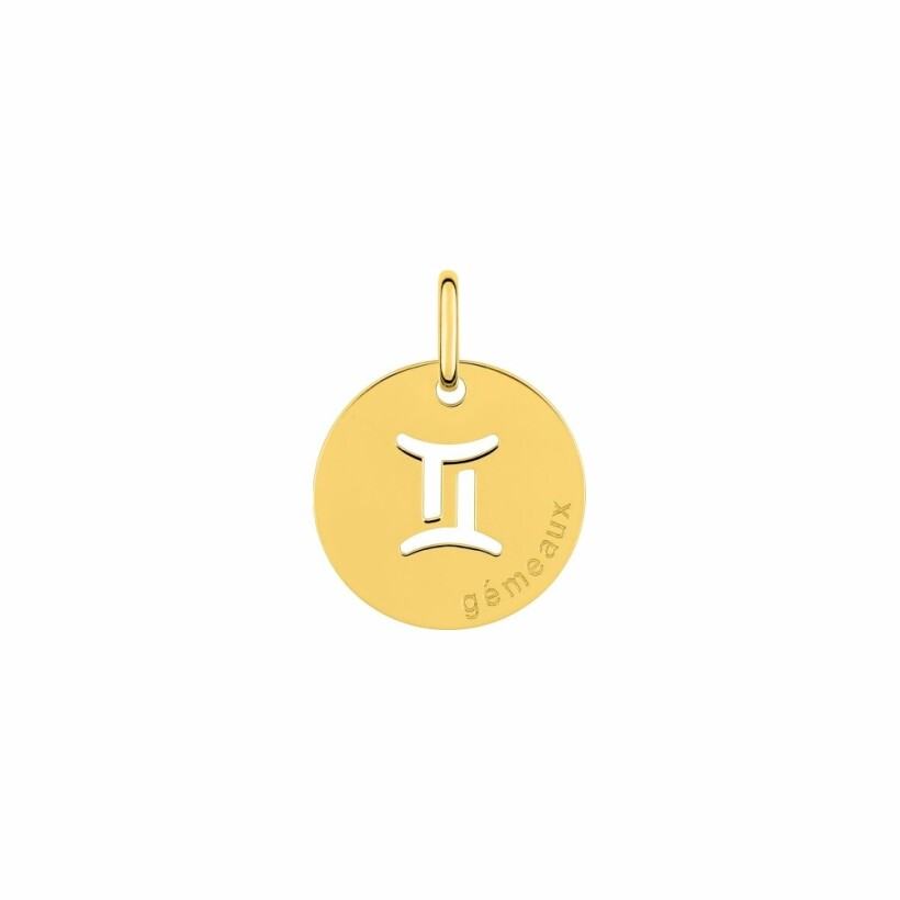 Médaille zodiaque gémeaux en plaqué or