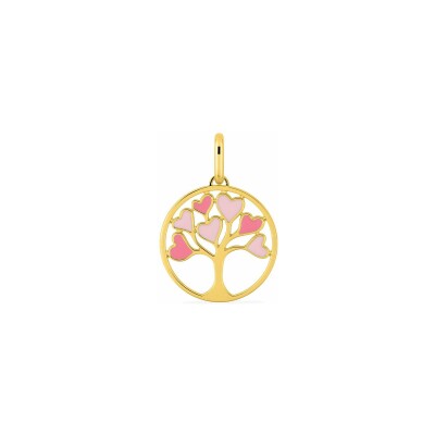 Pendentif laqué rose en plaqué or