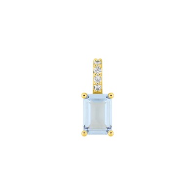 Pendentif en plaqué or et oxyde de zirconium bleu ciel et blanc