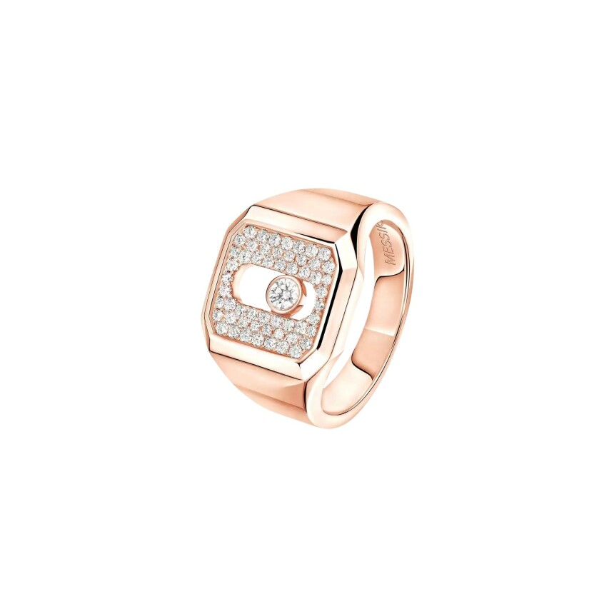 Bague chevalière Messika Move Joaillerie pavée en or rose et diamants