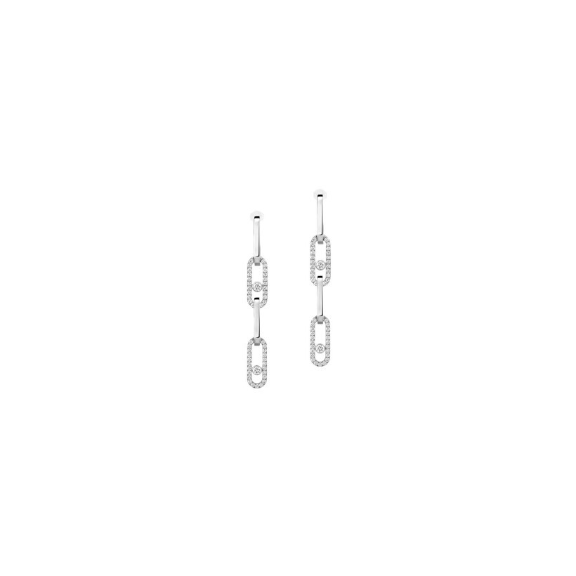 Boucles d'oreilles Messika Move Link en or blanc et diamants