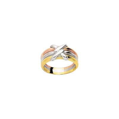 Bague fantaisie en or jaune, or blanc et or rose