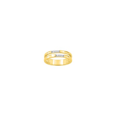 Bague en plaqué or et oxyde de zirconium