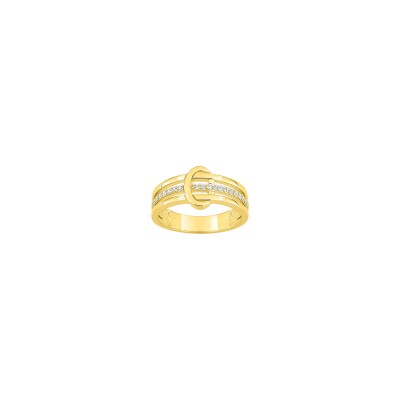 Bague en plaqué or et oxyde de zirconium