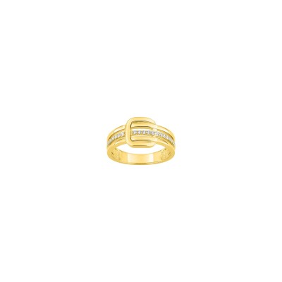 Bague en plaqué or et oxyde de zirconium