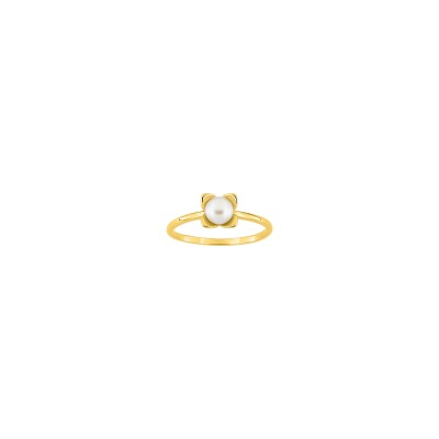 Bague en plaqué or et perle de culture