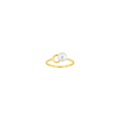 Bague en plaqué or et perle de culture