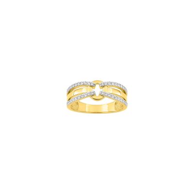 Bague en plaqué or et oxyde de zirconium