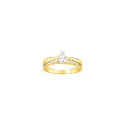 Bague en plaqué or et oxyde de zirconium