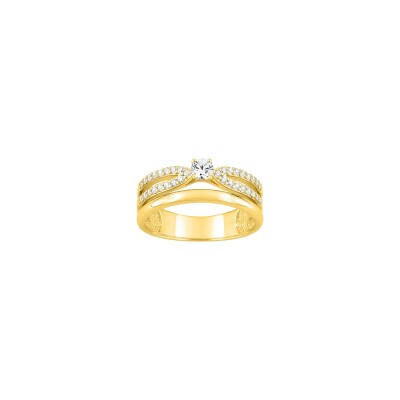 Bague en plaqué or et oxyde de zirconium