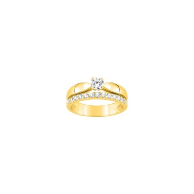 Bague en plaqué or et oxyde de zirconium
