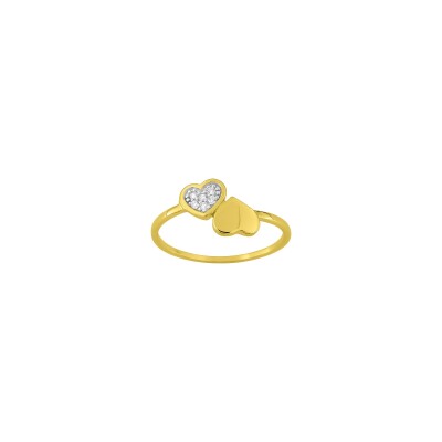 Bague en plaqué or et oxyde de zirconium