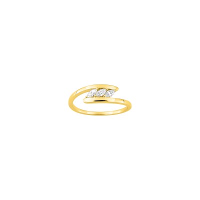 Bague en plaqué or et oxyde de zirconium