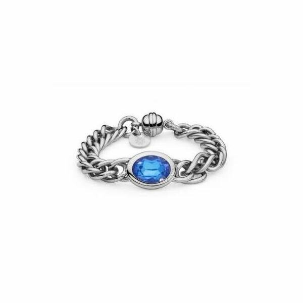 Bracelet QUDO Tivola en acier et pierre de couleur royal blue delite