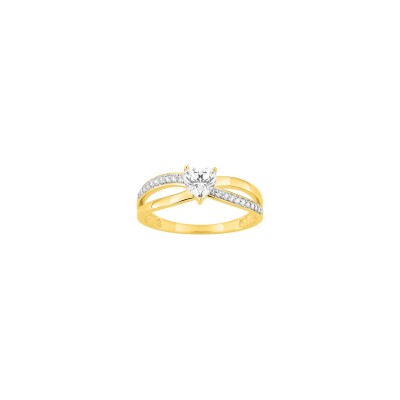 Bague en plaqué or et oxyde de zirconium