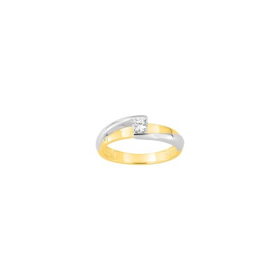 Bague en plaqué or et oxyde de zirconium