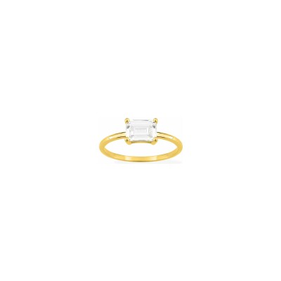 Bague en plaqué or et oxyde de zirconium