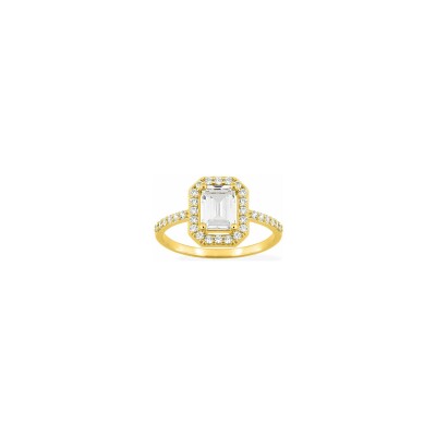 Bague en plaqué or et oxyde de zirconium