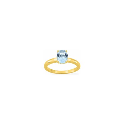 Bague en plaqué or et oxyde de zirconium bleu ciel