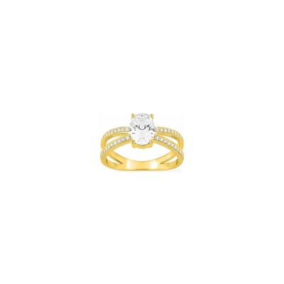 Bague en plaqué or et oxyde de zirconium