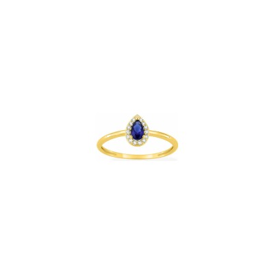 Bague en plaqué or et oxyde de zirconium bleu et blanc