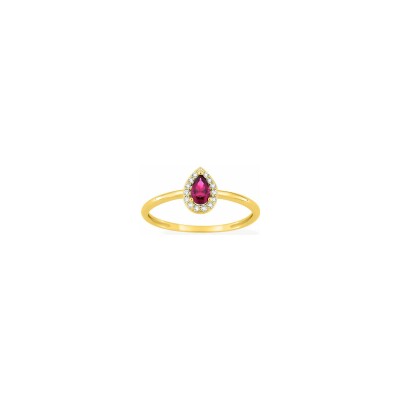 Bague en plaqué or et oxyde de zirconium rouge et blanc