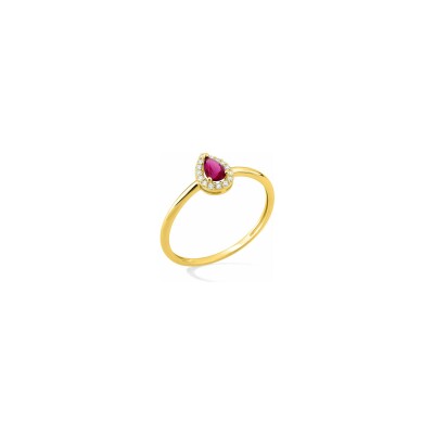 Bague en plaqué or et oxyde de zirconium rouge et blanc