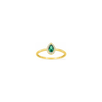 Bague en plaqué or et oxyde de zirconium vert et blanc