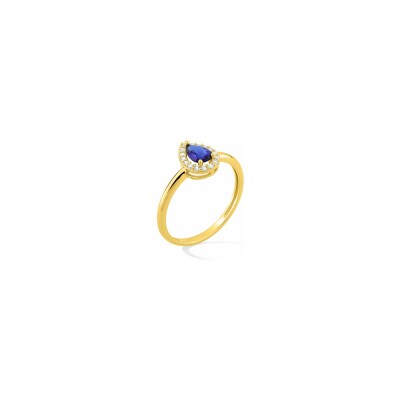 Bague en plaqué or et oxyde de zirconium bleu et blanc