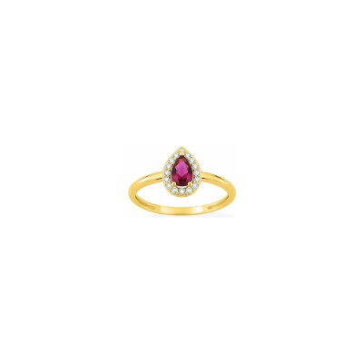 Bague en plaqué or et oxyde de zirconium rouge et blanc