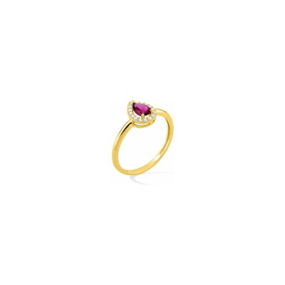 Bague en plaqué or et oxyde de zirconium rouge et blanc