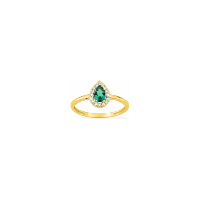 Bague en plaqué or et oxyde de zirconium vert et blanc