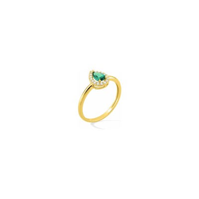 Bague en plaqué or et oxyde de zirconium vert et blanc
