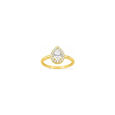 Bague en plaqué or et oxyde de zirconium