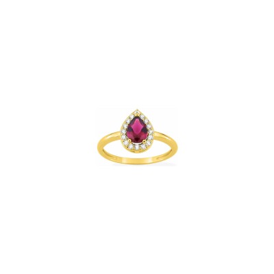 Bague en plaqué or et oxyde de zirconium rouge et blanc