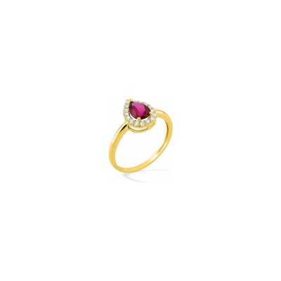 Bague en plaqué or et oxyde de zirconium rouge et blanc