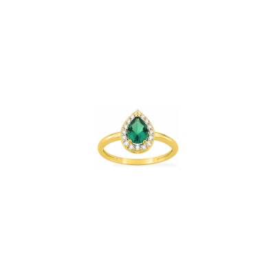 Bague en plaqué or et oxyde de zirconium vert et blanc