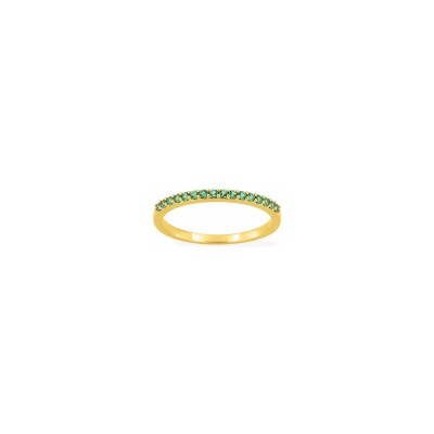 Bague en plaqué or et oxyde de zirconium vert