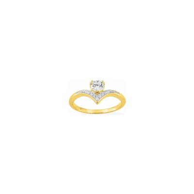 Bague en plaqué or rhodié et oxyde de zirconium