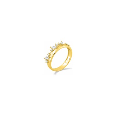 Bague en plaqué or et oxyde de zirconium