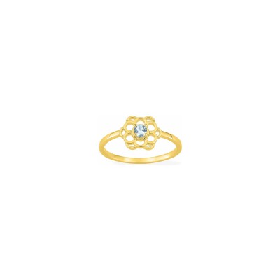Bague en plaqué or et oxyde de zirconium bleu ciel