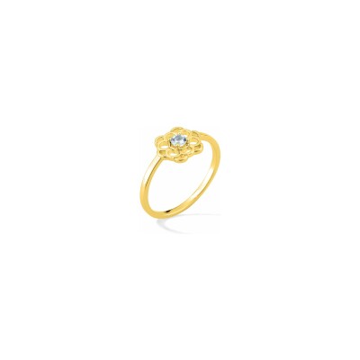Bague en plaqué or et oxyde de zirconium bleu ciel